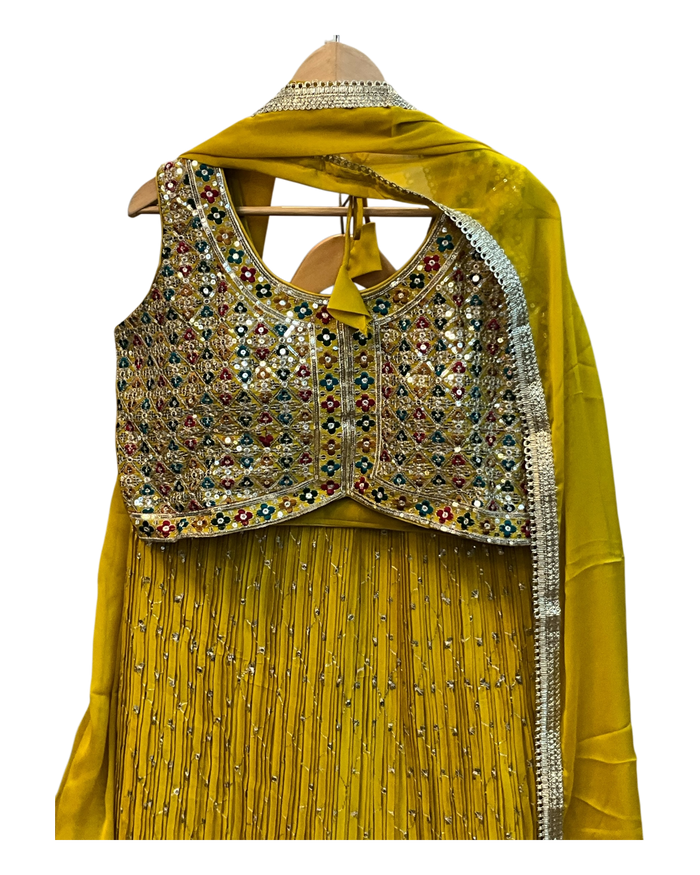 SALE! SALE! Size 14 - Yellow Ready Made Lehnga Set - Haldi / Mehndi / Weddings - UK Stock - 24h Dispatch - PC2602 XX