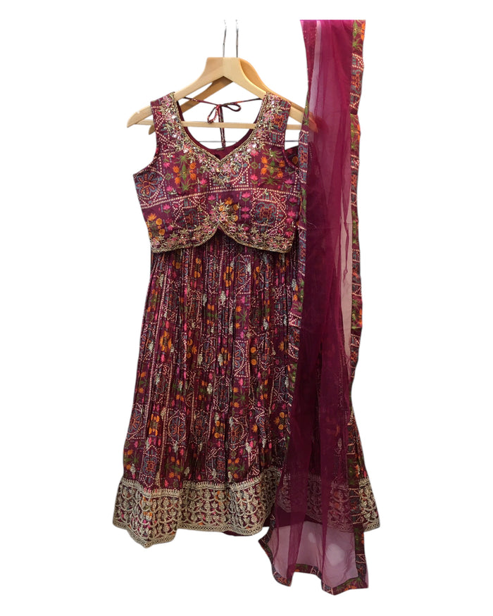SALE! Size 12 / 38" Bust - Silky Wine - Ready Made Lehenga Set - UK Stock - 24h Dispatch - KTC250103 TY 0125