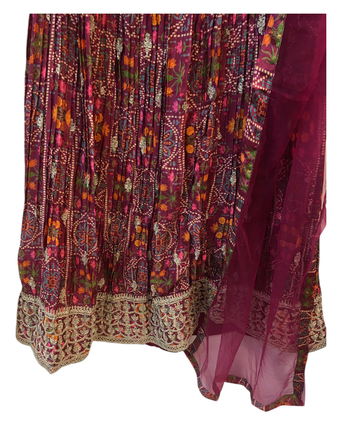 SALE! Size 12 / 38" Bust - Silky Wine - Ready Made Lehenga Set - UK Stock - 24h Dispatch - KTC250103 TY 0125