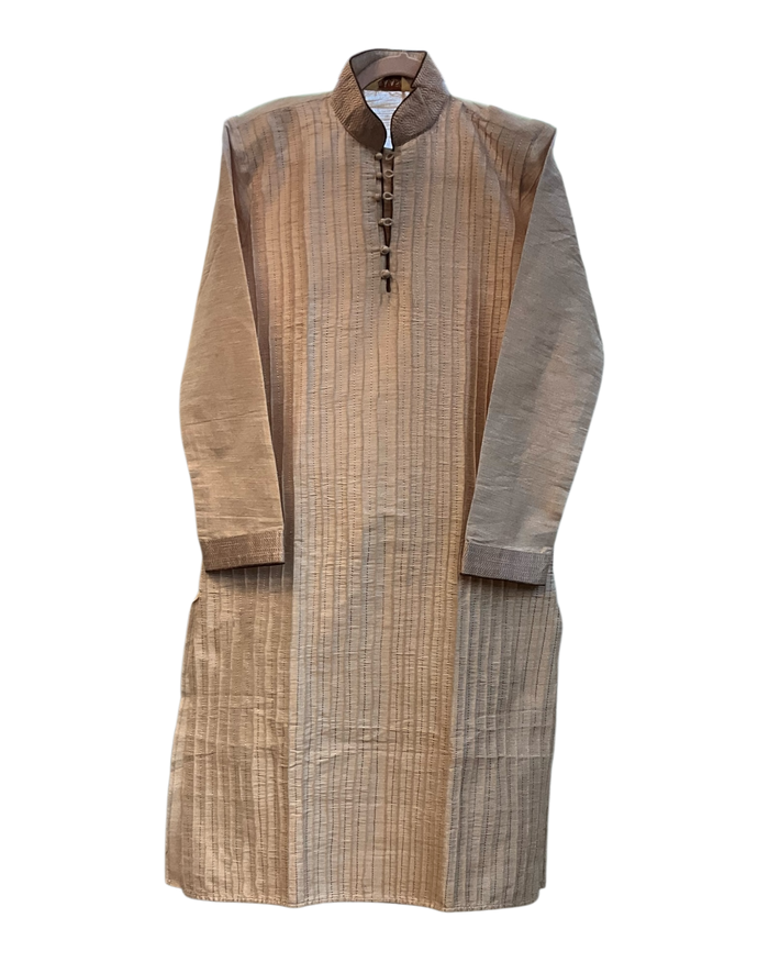 SALE! Size 34" XS - Light Brown - Mens Silky Kurta Top with Draw stringed Trousers , Full Length - SALE2603