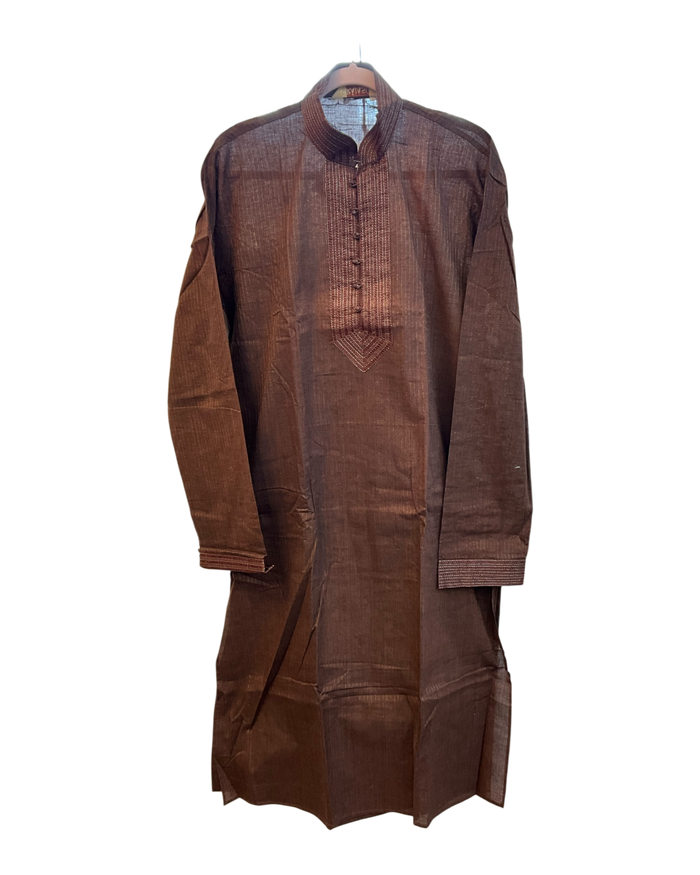 SALE! Size 42" - Brown - Mens Cotton Kurta Top only, Knee Length - SALE2606