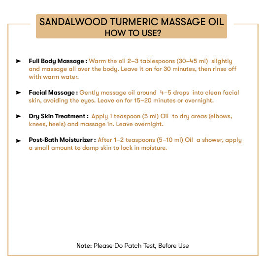 How to use Sandalwood Turmeric Massage Oil Online