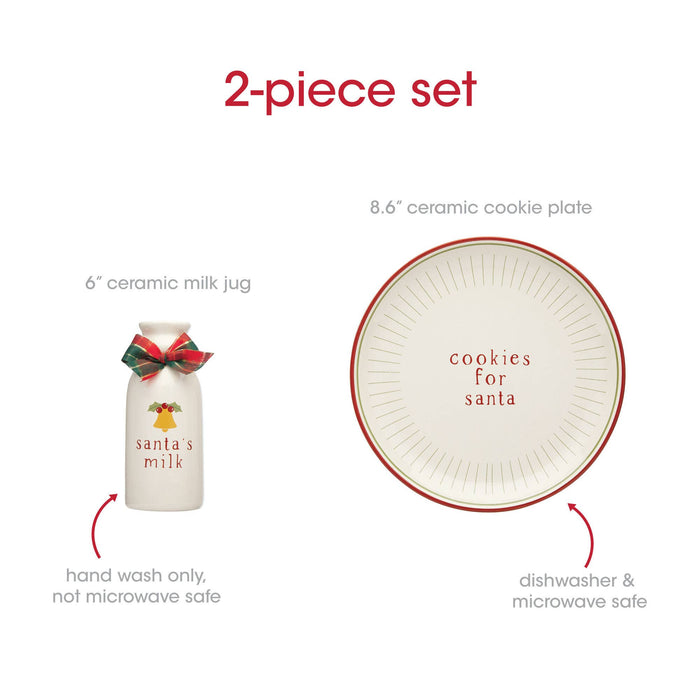 Santa Christmas Cookie Plate & Milk Jug