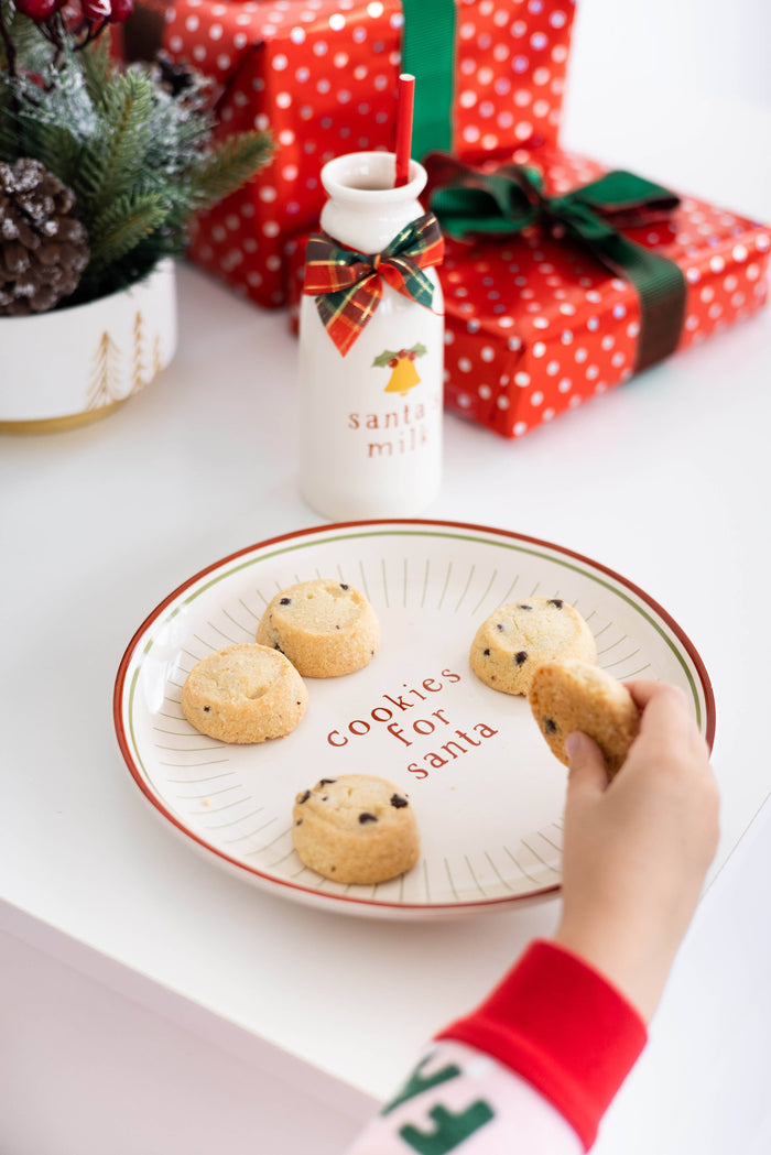 Santa Christmas Cookie Plate & Milk Jug