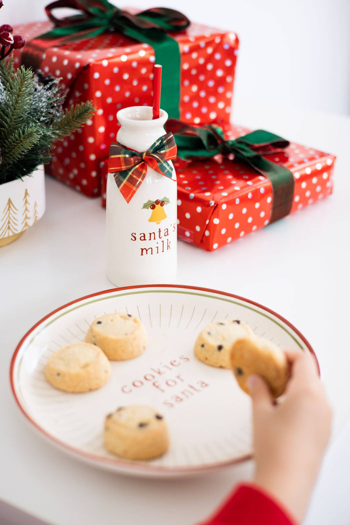 Santa Christmas Cookie Plate & Milk Jug