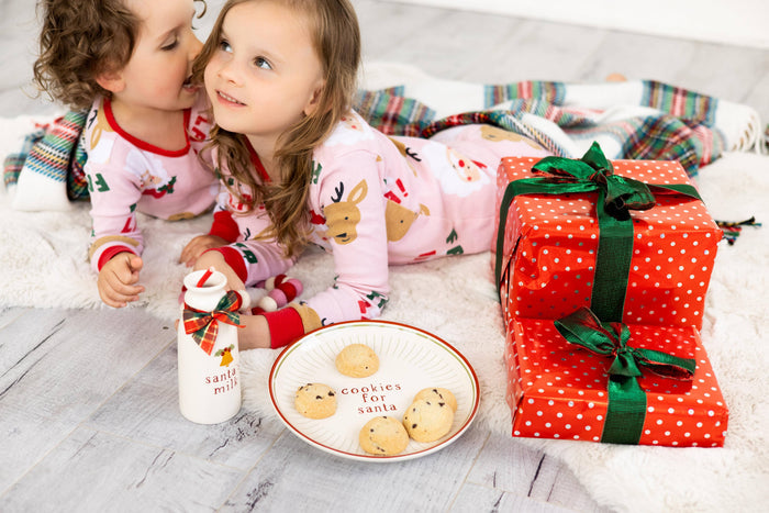 Santa Christmas Cookie Plate & Milk Jug