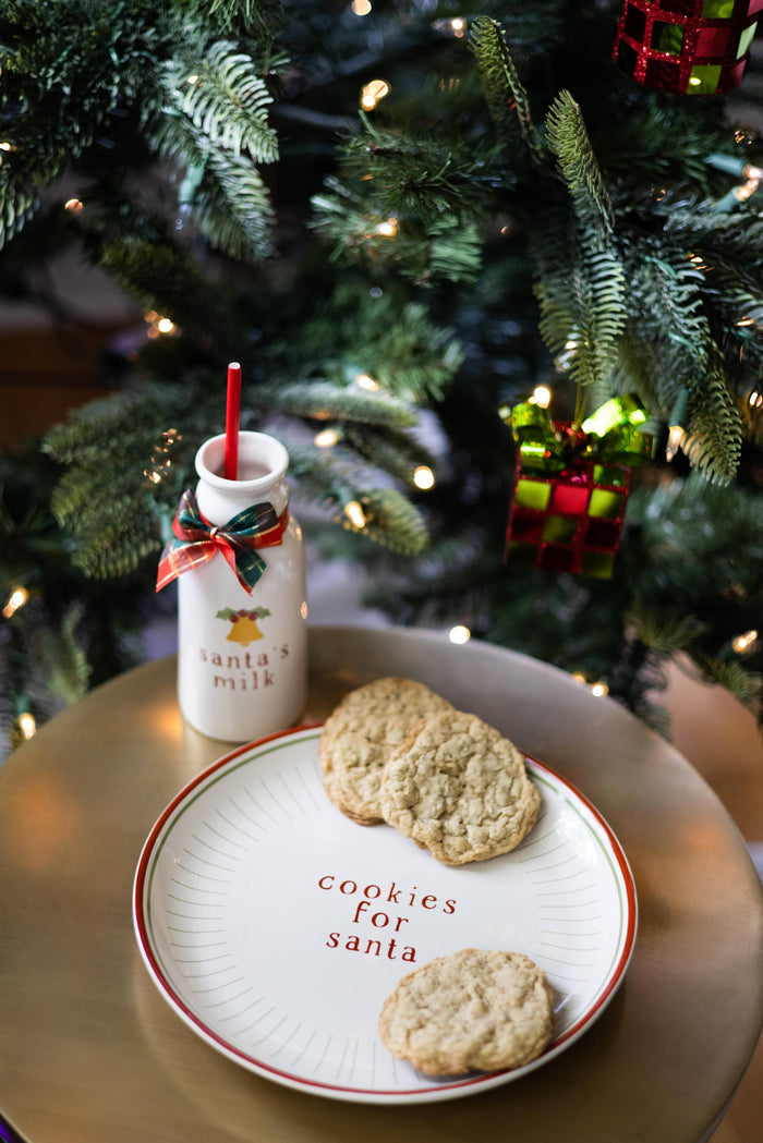 Santa Christmas Cookie Plate & Milk Jug