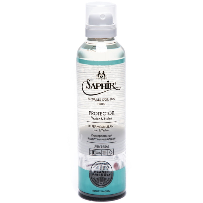 An eco-friendly bottle of Saphir Sneaker Protector - 200ml Spray by KirbyAllison.com on a white background.