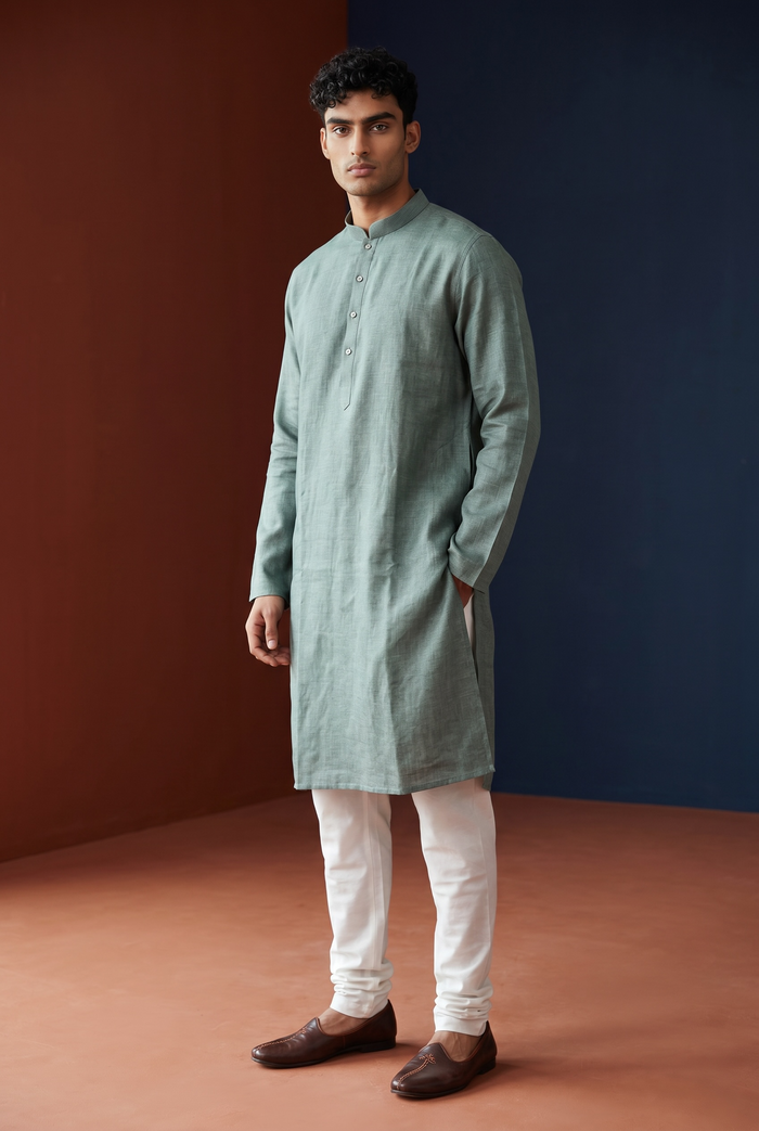 Sea Green - Premium Linen Mens Indian Kurta set - UK Stock - Weddings / Walimas , Sangeet, Diwali, Eid, Mehndi / Henna - VEE1365 KP