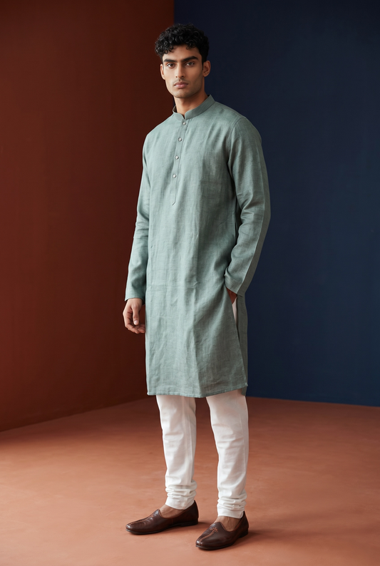 Sea Green - Premium Linen Mens Indian Kurta set - UK Stock - Weddings / Walimas , Sangeet, Diwali, Eid, Mehndi / Henna - VEE1365 KP