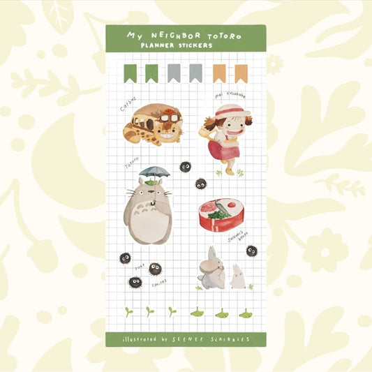 Forager Provisions LTD My Neighbor Totoro sticker sheet with watercolor illustrations on a matte grid background.