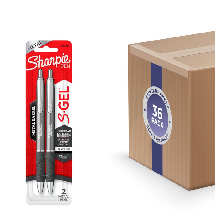 Sharpie S-Gel Metal Barrel Gel Pens 0.7 mm - 2 Ct - 36 Pack