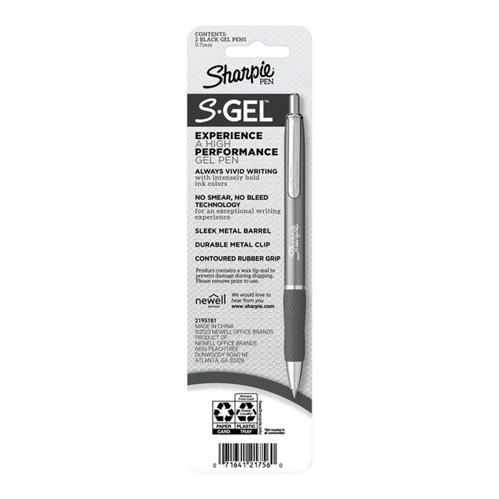 Sharpie S-Gel Metal Barrel Gel Pens 0.7 mm - 2 Ct - 36 Pack