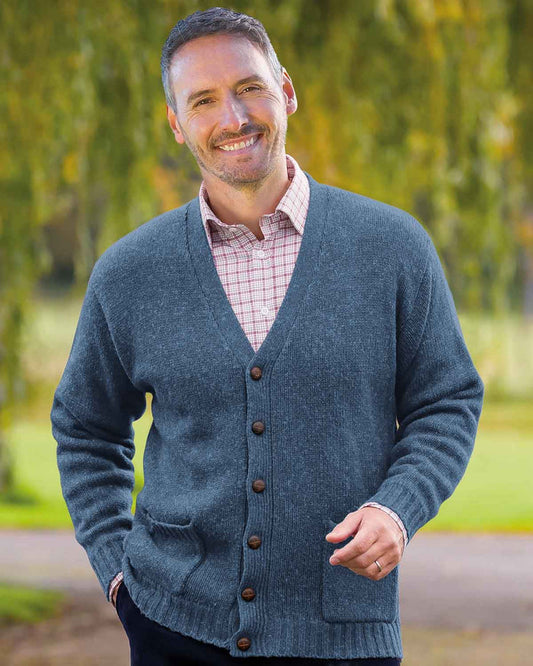 Shetland Cardigan  Mens - Denim - Country Collection