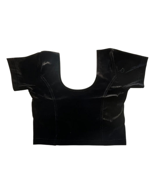 Short Sleeve Ladies Black Velvet Saree Lehenga Blouse - Magic Saree Blouse - X Small to 5XL  - UK Stock V021