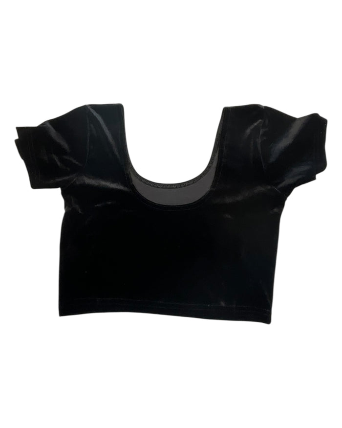 Short Sleeve Ladies Black Velvet Saree Lehenga Blouse - Magic Saree Blouse - X Small to 5XL  - UK Stock V021