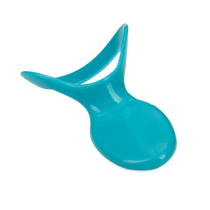 The Nuby Silicone Squeeze Feeder with Cover is a turquoise plastic device designed to help feed babies, similar in concept to a silicone bottle with a spoon attachment, making feeding smooth and convenient.