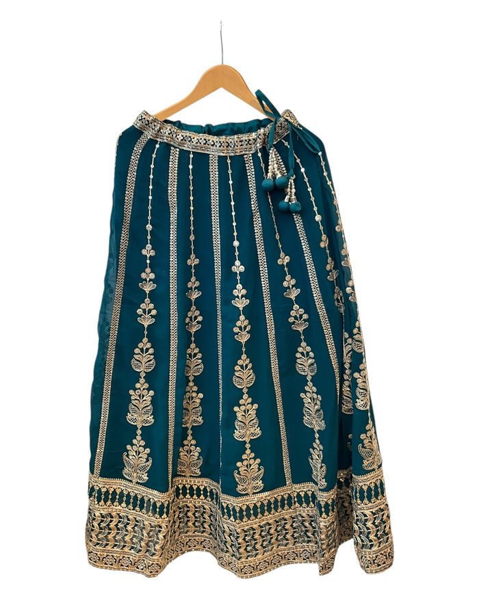 Size 12 / 38" Bust - Teal / Tuquoise - Ready Made Lehenga Set - UK Stock - 24h Dispatch - KTC250652 VA