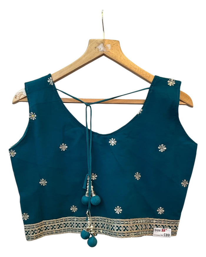 Size 12 / 38" Bust - Teal / Tuquoise - Ready Made Lehenga Set - UK Stock - 24h Dispatch - KTC250652 VA