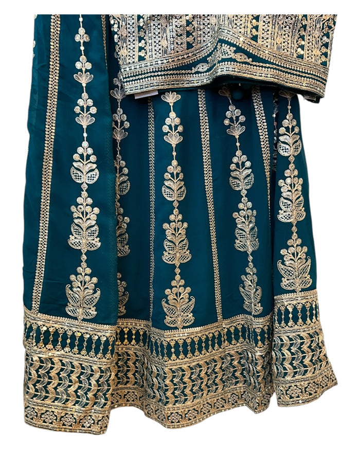 Size 12 / 38" Bust - Teal / Tuquoise - Ready Made Lehenga Set - UK Stock - 24h Dispatch - KTC250652 VA