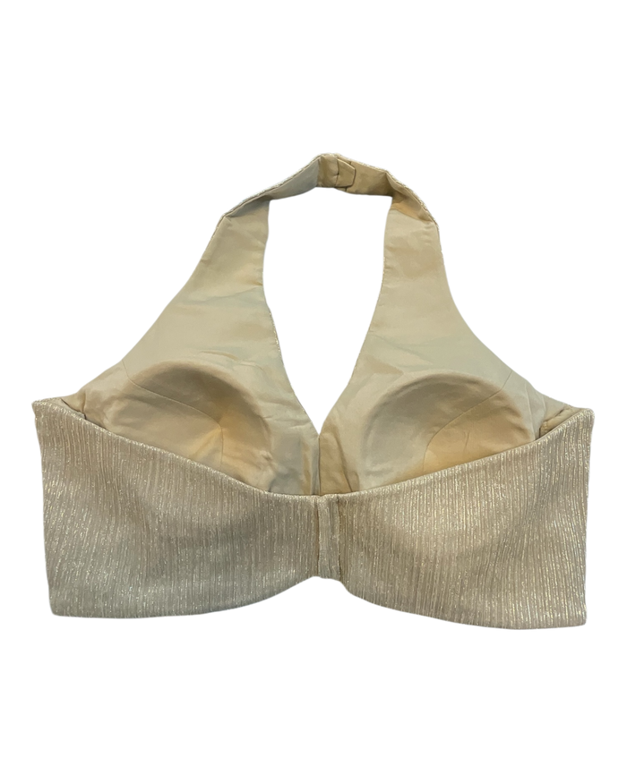 Size 36" / UK 10 - Gold - Shimmery Crinkle Halter Neck Saree blouse with cups - UK Stock - Quick Delivery - RNK - R999A-KJ