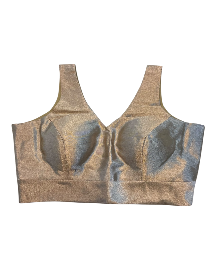 Size 38" / UK 12 - Copper Brown - Silky Saree blouse with cups,  Sleeveless - UK Stock - Quick Delivery - RNK - R722A-KY