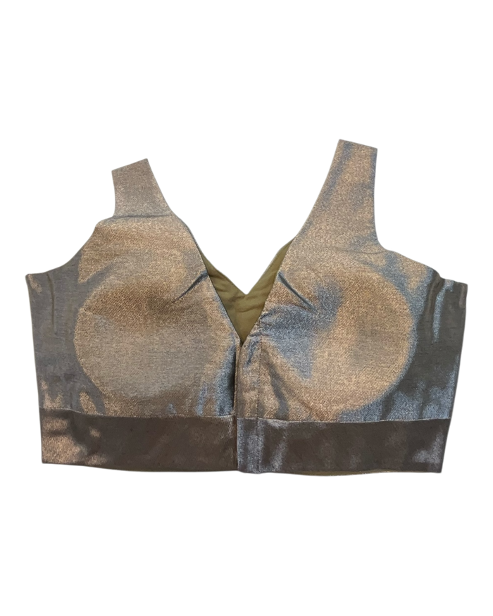 Size 38" / UK 12 - Copper Brown - Silky Saree blouse with cups,  Sleeveless - UK Stock - Quick Delivery - RNK - R722A-KY