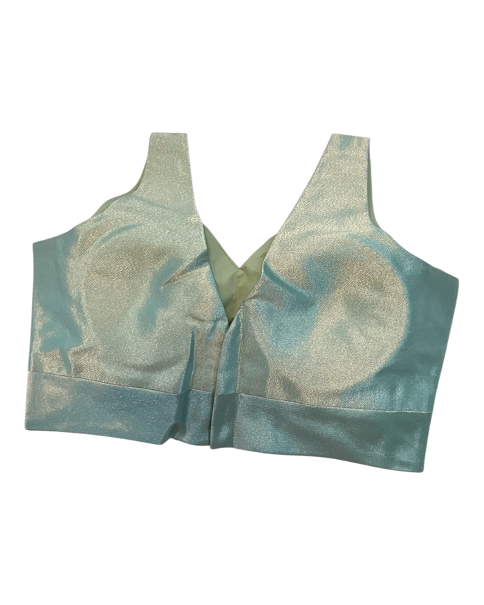 Size 38" / UK 12 - Mint Green - Silky Saree blouse with cups,  Sleeveless - UK Stock - Quick Delivery - RNK - R722A-KY