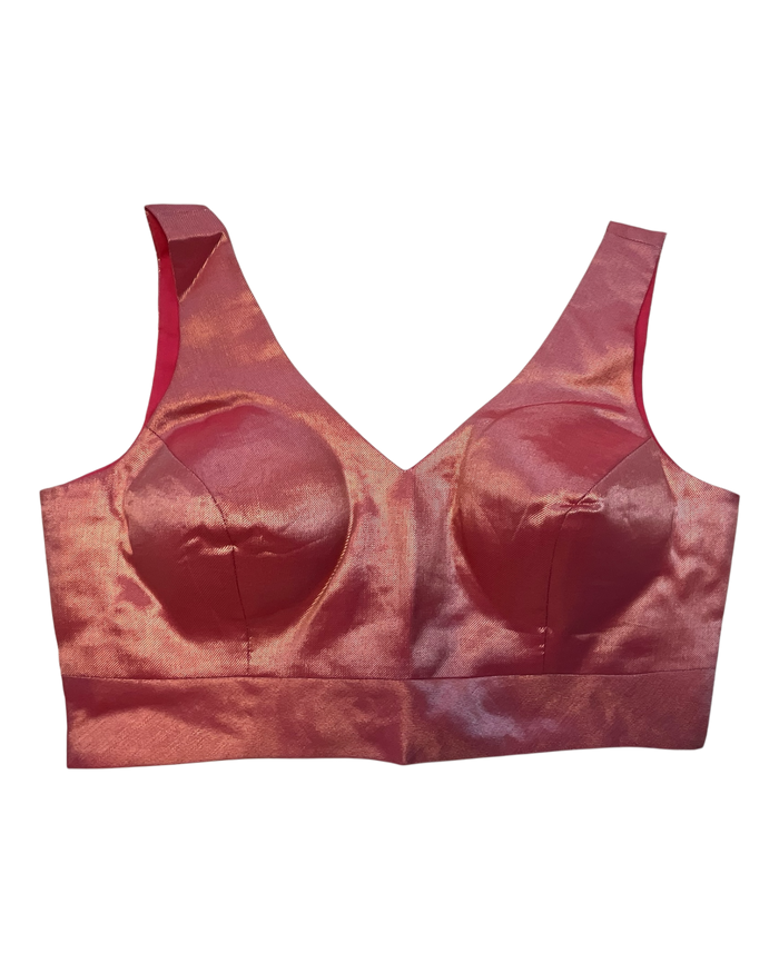 Size 40" / UK 14 - Dark Pink /  Magenta - Silky Saree blouse with cups,  Sleeveless - UK Stock - Quick Delivery - RNK - R722A-KY