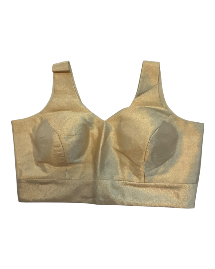 Size 40" / UK 14 - Gold - Silky Saree blouse with cups,  Sleeveless - UK Stock - Quick Delivery - RNK - R722A-KY