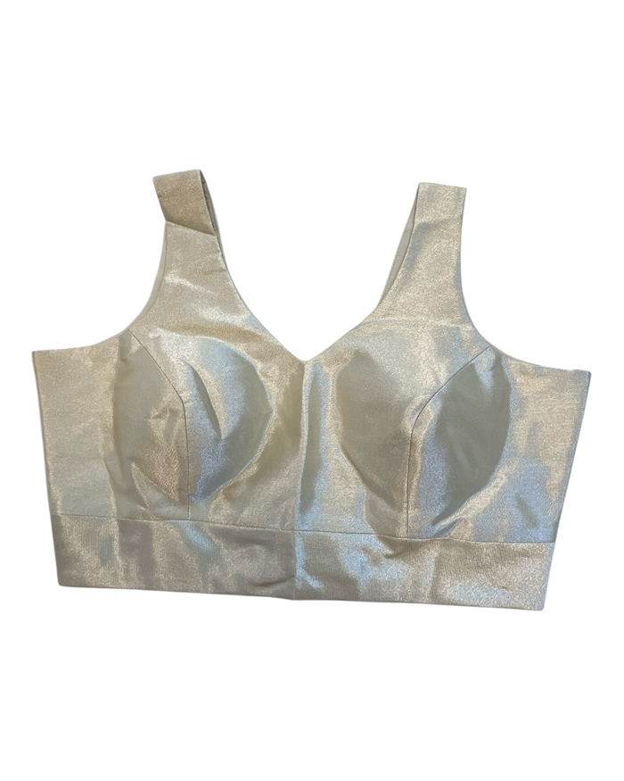 Size 40" / UK 14 - Light Gold - Silky Saree blouse with cups,  Sleeveless - UK Stock - Quick Delivery - RNK - R722A-KY