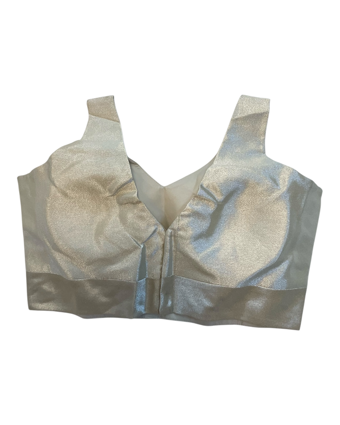 Size 40" / UK 14 - Light Gold - Silky Saree blouse with cups,  Sleeveless - UK Stock - Quick Delivery - RNK - R722A-KY