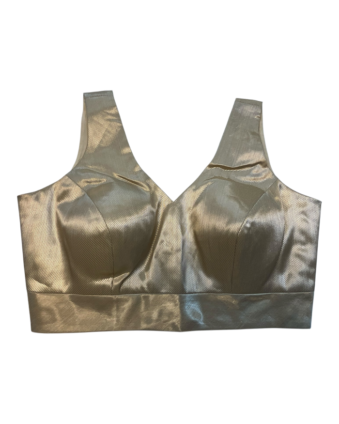 Size 42" / UK 16 - Antique Gold - Silky Saree blouse with cups,  Sleeveless - UK Stock - Quick Delivery - RNK - R722A-KY