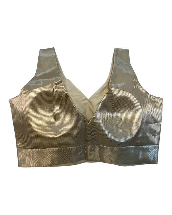 Size 42" / UK 16 - Antique Gold - Silky Saree blouse with cups,  Sleeveless - UK Stock - Quick Delivery - RNK - R722A-KY