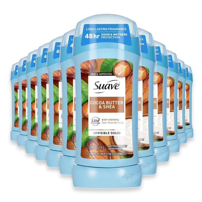 Suave Cocoa Shea Butter Invisible Solid Antiperspirant Deodorant - 2.6 oz - 12 Pack