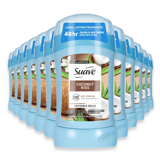 Suave Coconut Kiss Invisible Solid Antiperspirant Deodorant - 1.2 oz - 12 Pack