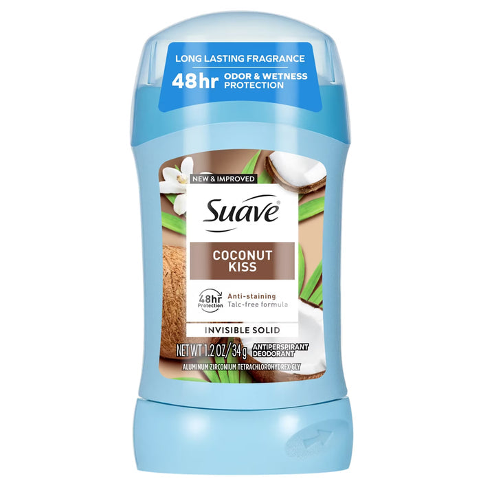 Suave Coconut Kiss Invisible Solid Antiperspirant Deodorant - 1.2 oz - 12 Pack