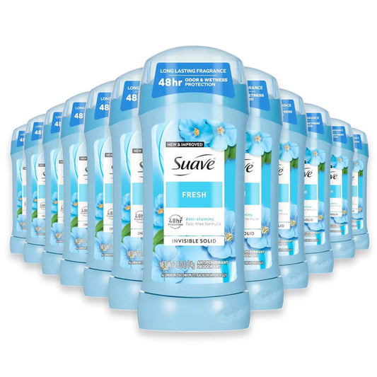 Suave Invisible Solid Antiperspirant Deodorant Stick, Shower Fresh Scent, 2.6 oz - 12 Pack