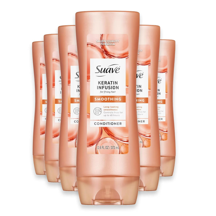 Suave Keratin Smooth Conditioner with Keratin Protein Frizz-Control Hair Care - 12.6 oz - 6 Pack