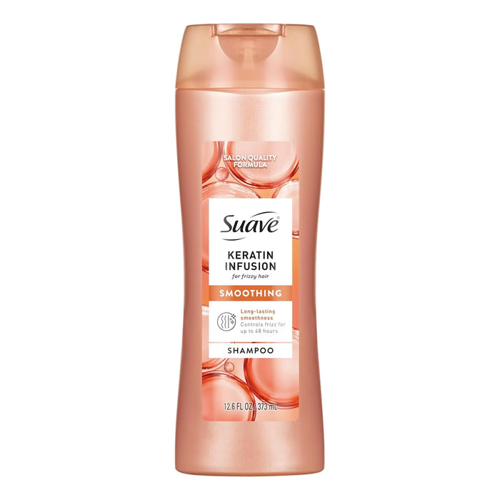 Suave Keratin Smooth Shampoo with Keratin Protein Low-Sulfate Frizz-Control Hair Care - 12.6 oz - 6 Pack