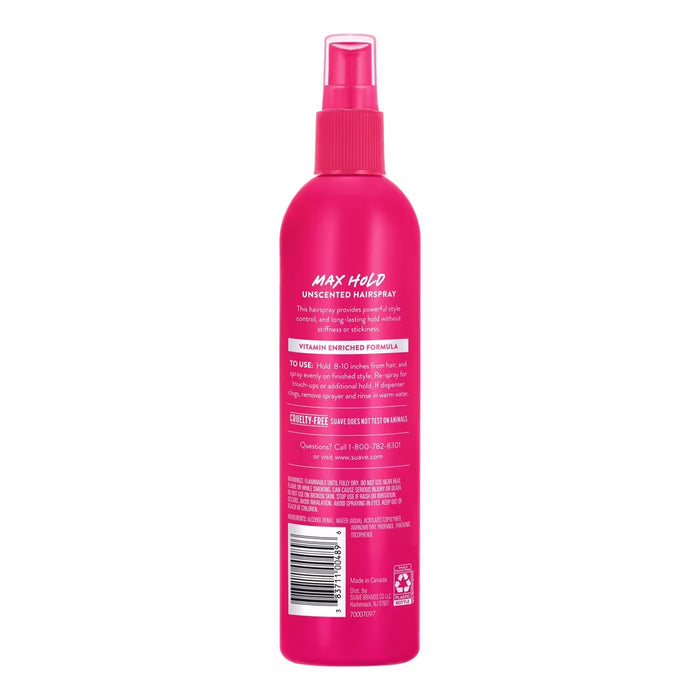 Suave Max Hold Non-Aerosol Hairspray Unscented  - 11 oz - 12 Pack