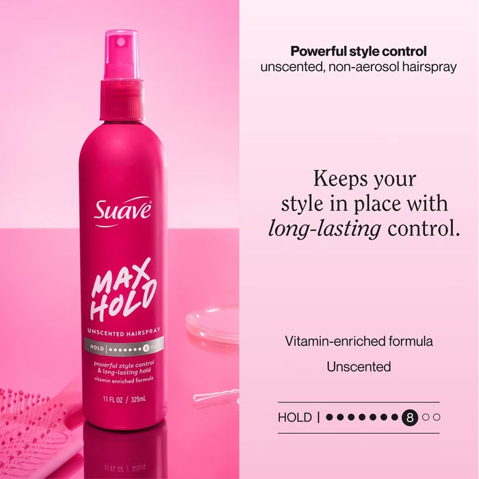 Suave Max Hold Non-Aerosol Hairspray Unscented  - 11 oz - 12 Pack