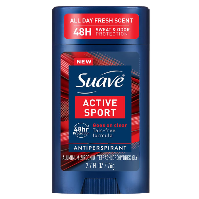 Suave Men Active Sport Invisible Solid Antiperspirant Deodorant Stick - 2.7 oz - 12 Pack