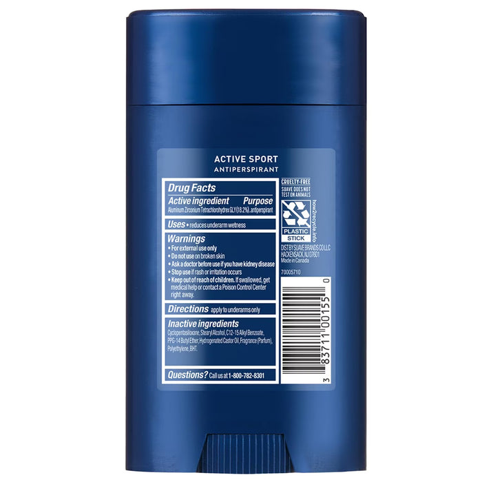 Suave Men Active Sport Invisible Solid Antiperspirant Deodorant Stick - 2.7 oz - 12 Pack