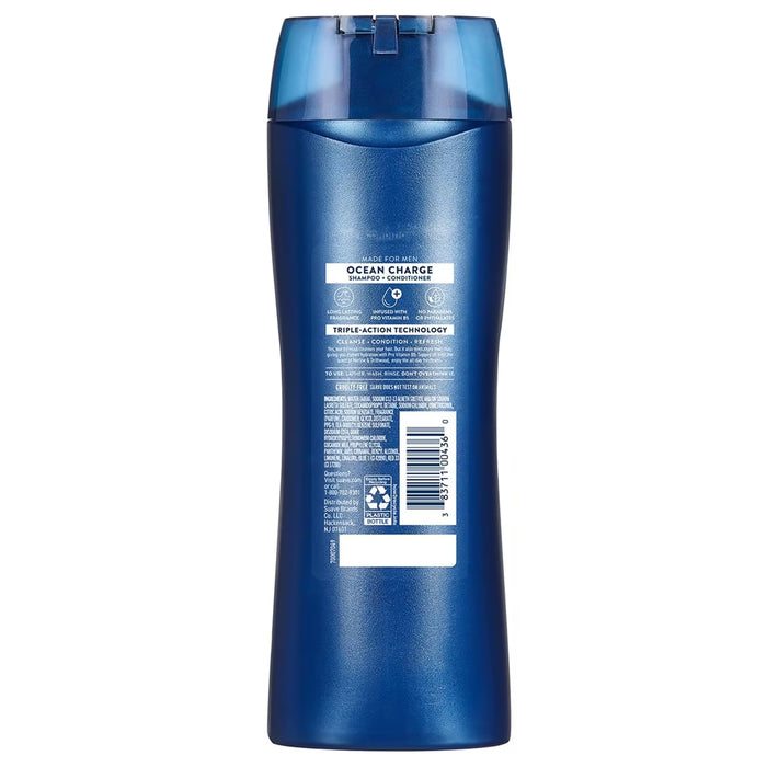 Suave Men Ocean Charge 2-in-1 Shampoo and Conditioner - 12.6 oz - 6 Pack
