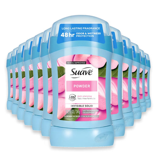 Suave Powder Invisible Solid Antiperspirant Deodorant - 1.2 oz - 12 Pack
