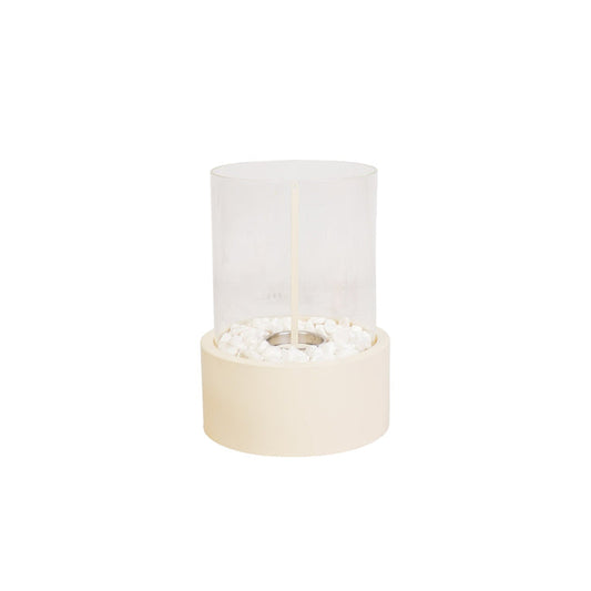 Tafel Haard- Rond - Metaal/Glas - Zand - 21x21x28cm