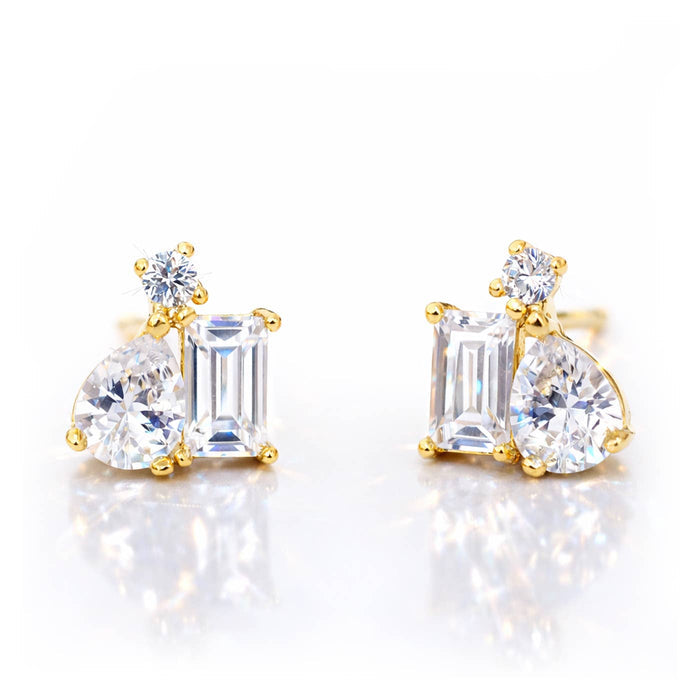 Tai Jewelry - Pear, Baguette, And Tiny CZ Cluster Studs