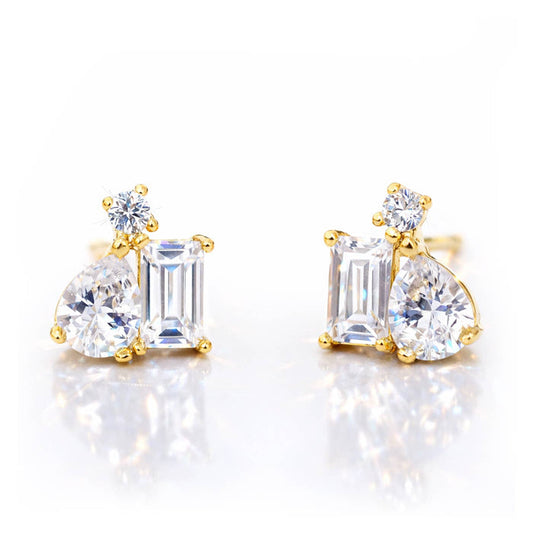 Tai Jewelry - Pear, Baguette, And Tiny CZ Cluster Studs