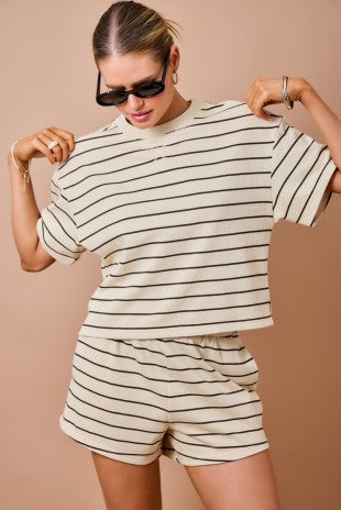 Tan & Chocolate Striped Top